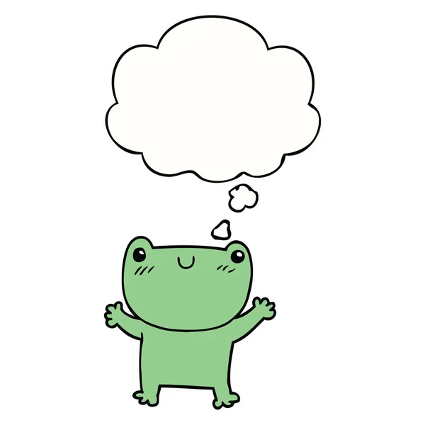 Cartoon frog and thought bubble — Stock Vector