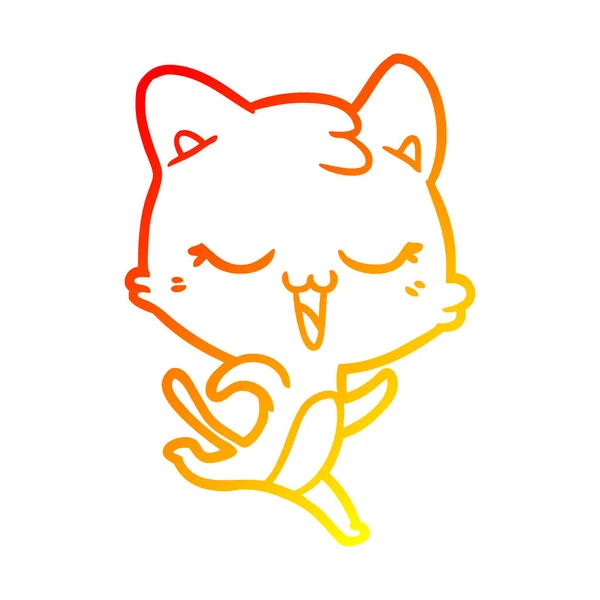 Warm gradient line drawing cartoon cat — Stock Vector