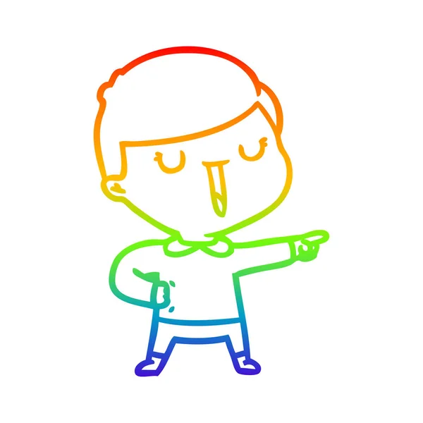 Arco iris gradiente línea dibujo dibujos animados feliz chico — Vector de stock