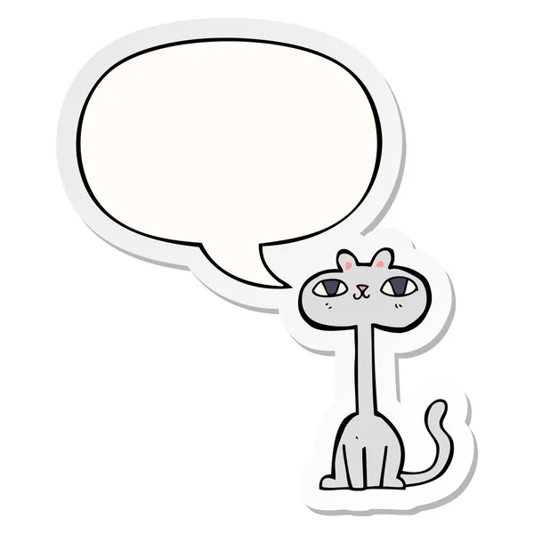 Cartoon-Katze und Sprechblasensticker — Stockvektor