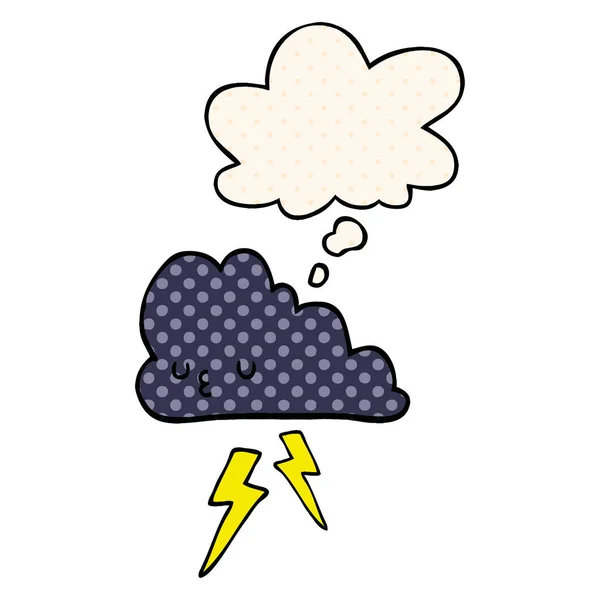 Nuvem de tempestade de desenhos animados e bolha de pensamento em estilo de quadrinhos — Vetor de Stock
