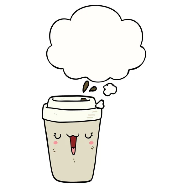 Karikatur-Kaffeetasse und Gedankenblase — Stockvektor