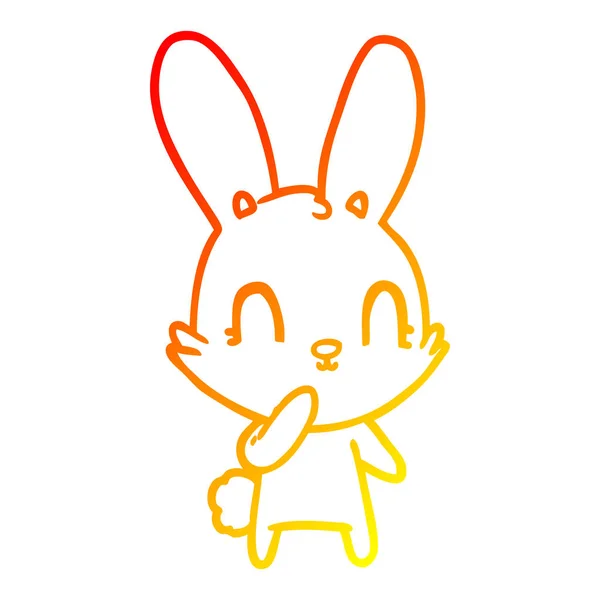 Warme kleurovergang lijntekening cute cartoon konijn — Stockvector