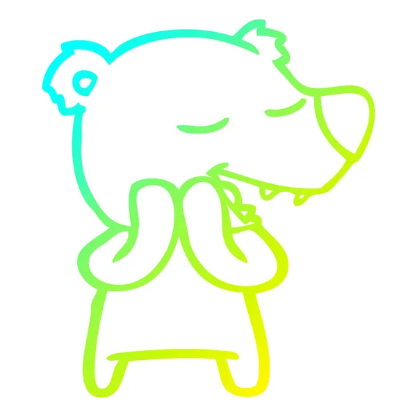 Холодная градиентная линия рисования мультяшного белого медведя — стоковый вектор