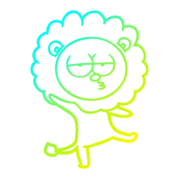 Línea de gradiente frío dibujo caricatura baile león — Vector de stock