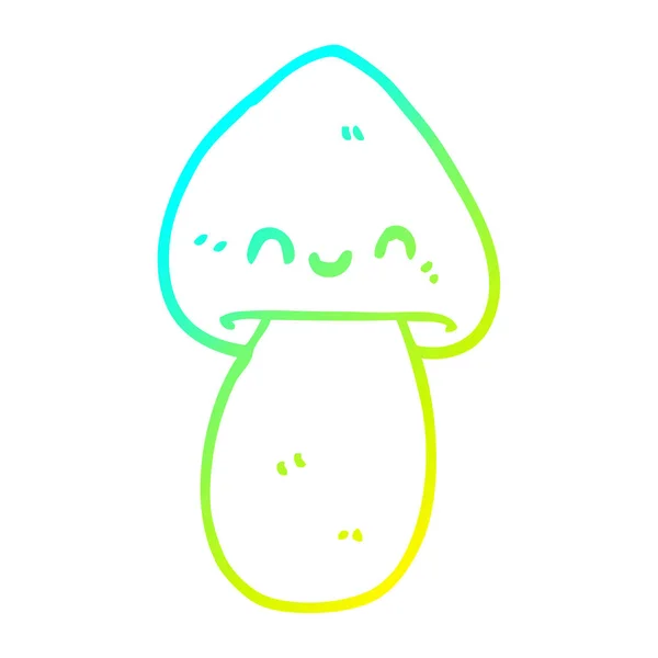 Froid dégradé ligne dessin dessin dessin animé champignon — Image vectorielle