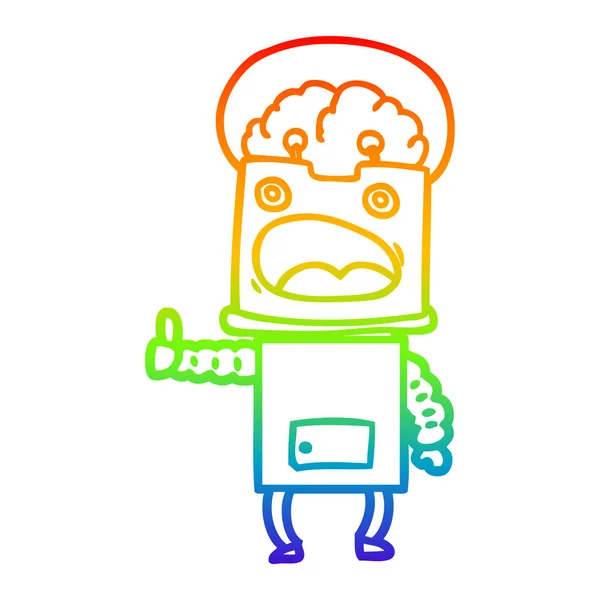 Arco iris gradiente línea dibujo dibujos animados robot — Vector de stock