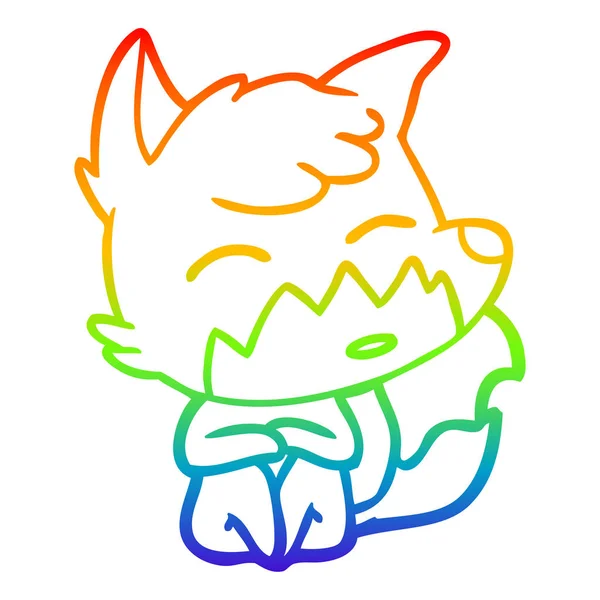 Regenbogen-Gradienten-Linie Zeichnung Cartoon Fox — Stockvektor