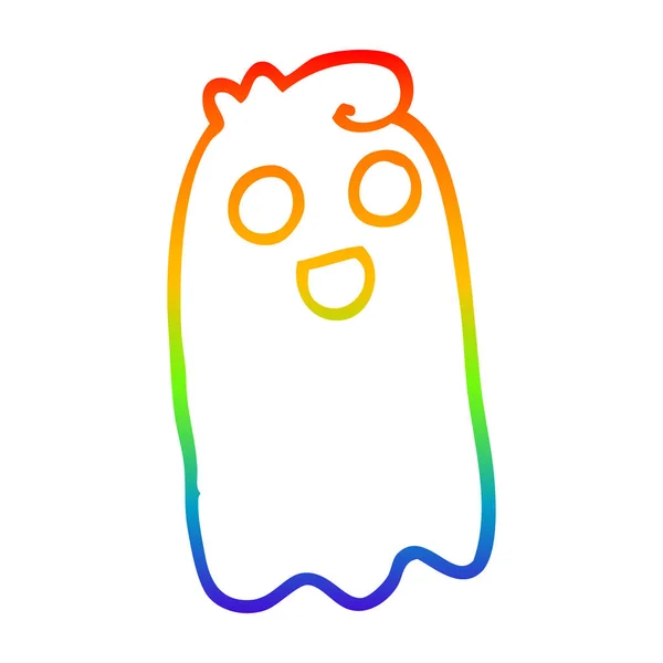 Rainbow gradient line drawing cartoon ghost — Stock Vector