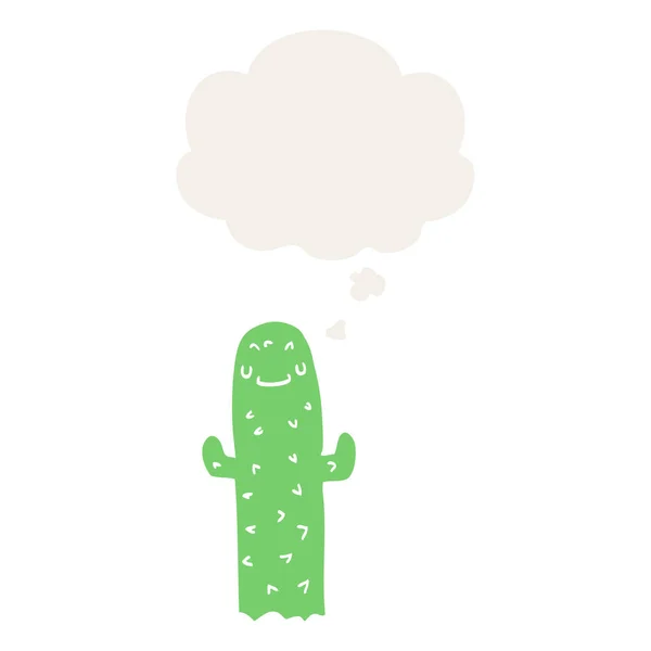 Cartoon cactus en dacht bubble in retro stijl — Stockvector