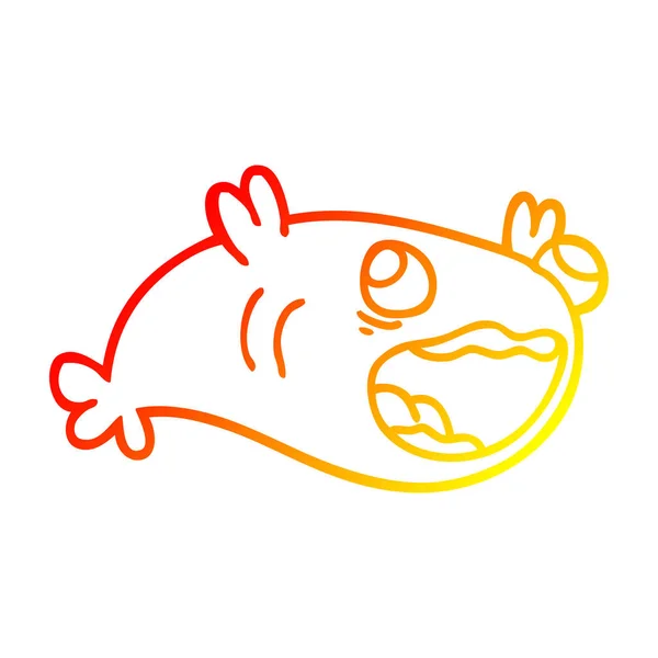 Línea de gradiente caliente dibujo dibujos animados peces — Archivo Imágenes Vectoriales