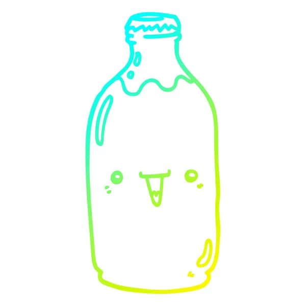 Butelka chłodny linia kreskówka mleko rysunek zimny ładny — Wektor stockowy