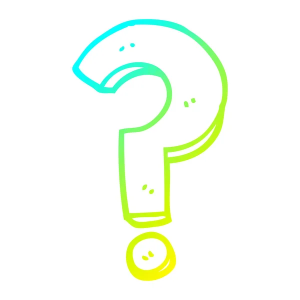 Cold gradient line drawing cartoon question mark — Stock Vector