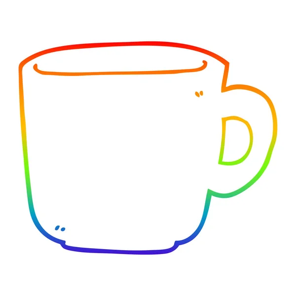 Rainbow gradient line drawing cartoon coffee cup — Stock Vector
