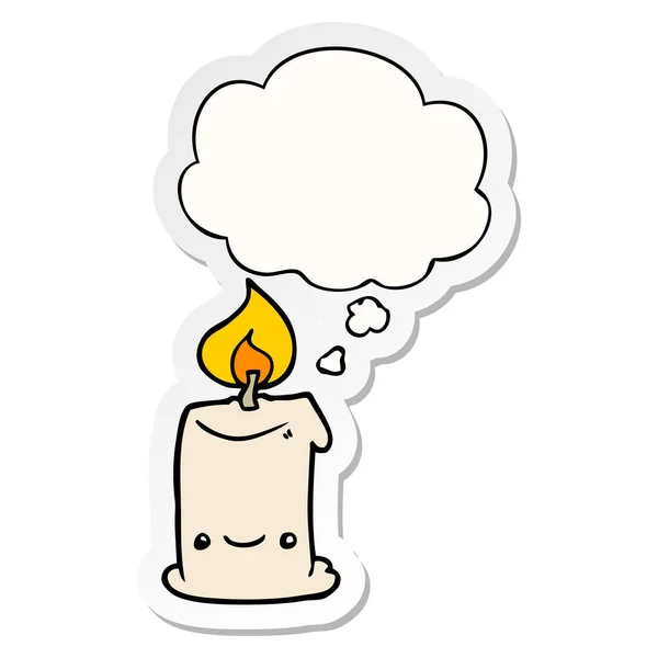 Cartoon candle and thought bubble as a printed sticker — Stock Vector