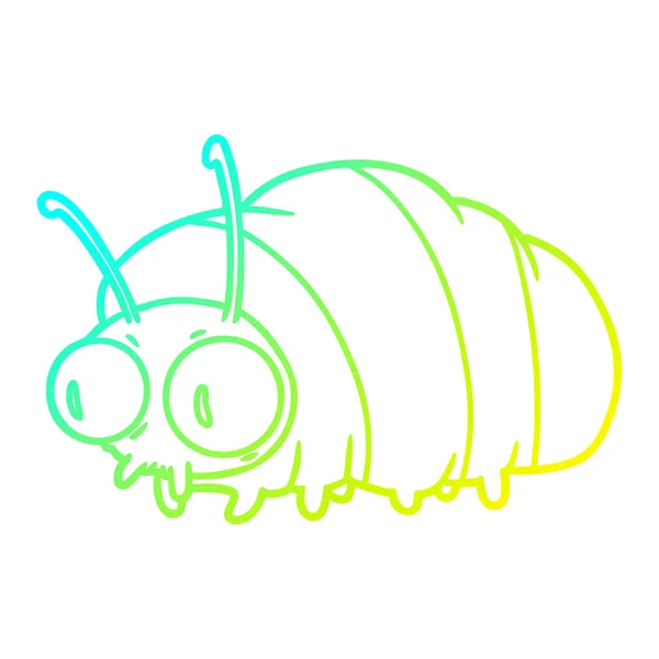 Línea de gradiente frío dibujo divertido insecto de dibujos animados — Vector de stock