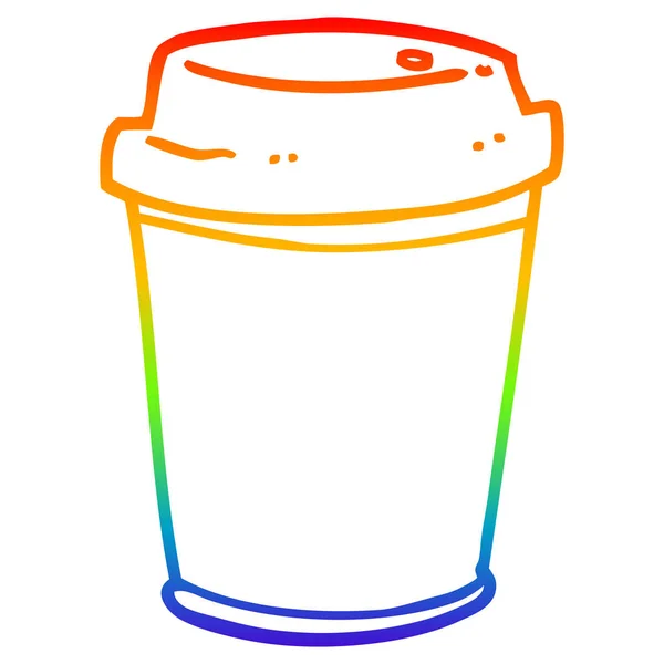 Arco iris gradiente línea dibujo dibujos animados takeout taza de café — Archivo Imágenes Vectoriales