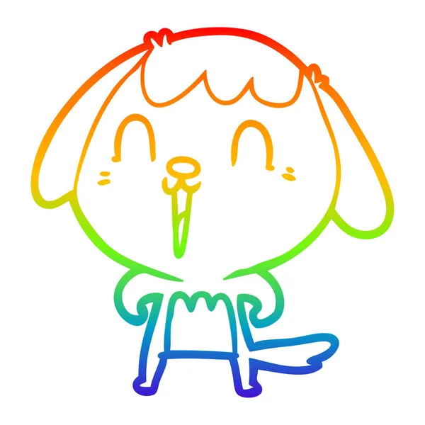 Regenboog gradiënt lijntekening cute cartoon hond — Stockvector