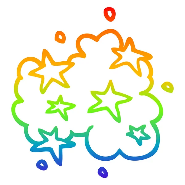 Rainbow gradient line drawing cartoon stars — Stock Vector