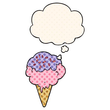 çizgi film dondurma ve çizgi roman tarzında düşünce balonu
