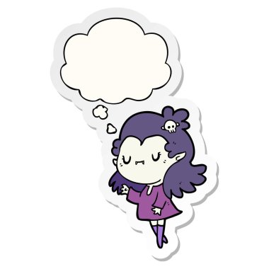 karikatür vampir ve basılı bir etiket olarak kabarcık düşünce