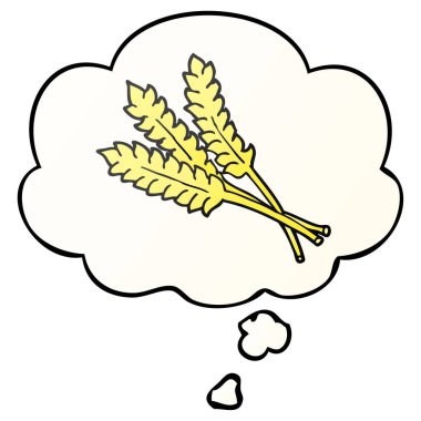 karikatür buğday ve pürüzsüz degrade tarzında düşünce balonu
