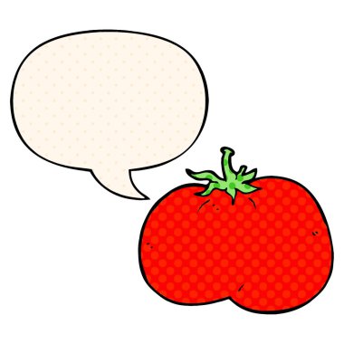çizgi roman tarzında karikatür domates ve konuşma balonu