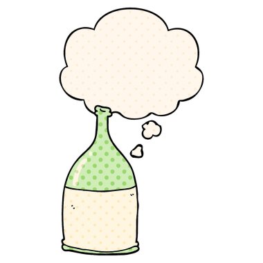çizgi film şişesi ve çizgi roman tarzında düşünce balonu