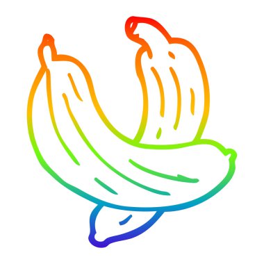 gökkuşağı degrade çizgi muz karikatür çifti çizim