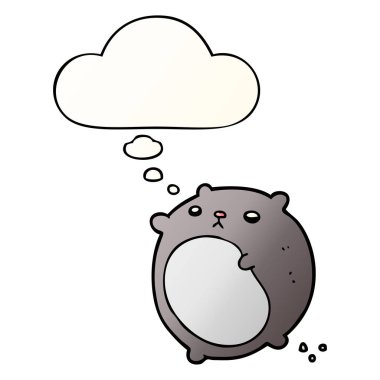 çizgi film ayısı ve pürüzsüz degrade tarzında düşünce balonu