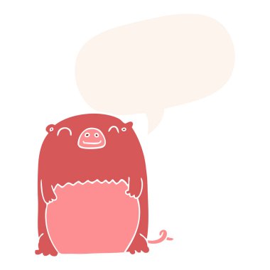 retro tarzında karikatür yaratık ve konuşma balonu