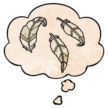 karikatür tüyleri ve grunge doku desen st düşünce balonu