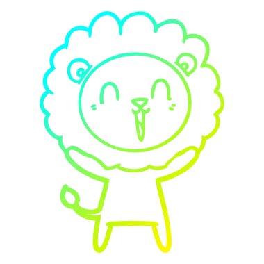 soğuk degrade çizgi çizim gülen aslan karikatür