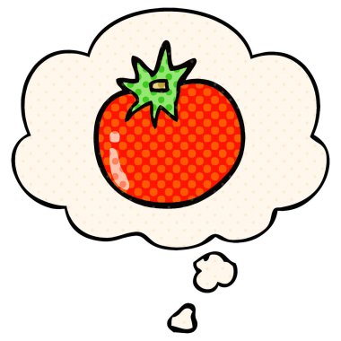 çizgi film domates ve çizgi roman tarzında düşünce balonu