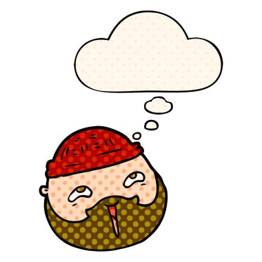 çizgi roman st sakallı çizgi film erkek yüz ve düşünce balonu