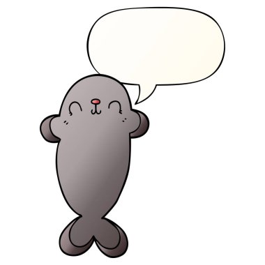 düzgün degrade tarzında karikatür mühür ve konuşma balonu