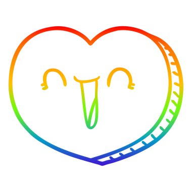 gökkuşağı degrade çizgi çizim karikatür aşk kalp