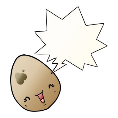 düzgün degrade tarzında karikatür yumurta ve konuşma balonu