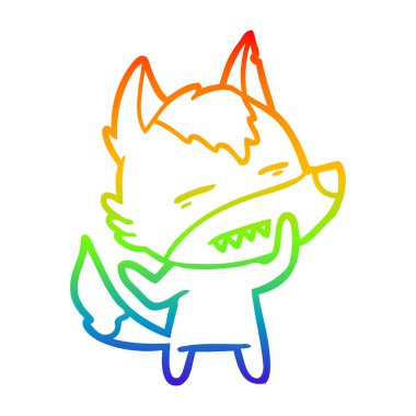 gökkuşağı degrade çizgi çizim karikatür kurt dişleri gösteren