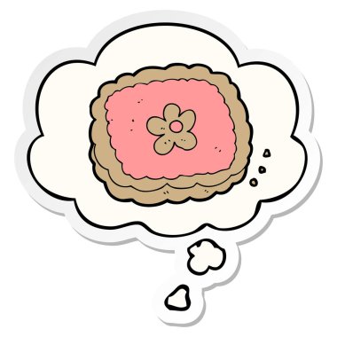 karikatür bisküvi ve baskılı bir etiket olarak kabarcık düşünce