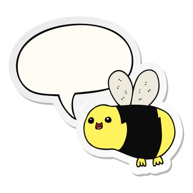 karikatür arı ve konuşma balonu etiket