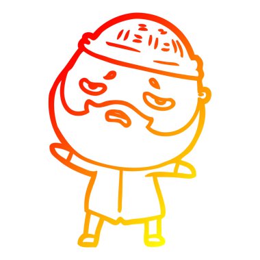 sakallı sıcak degrade çizgi çizim karikatür endişeli adam