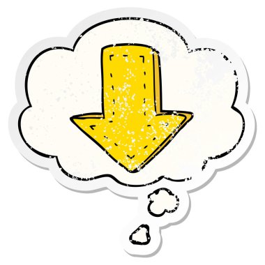 çizgi film işaret ok ve sıkıntılı yıpranmış s olarak kabarcık düşünce