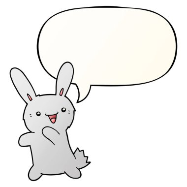 düzgün degrade tarzında karikatür tavşan ve konuşma balonu