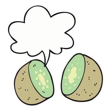 karikatür kivi ve konuşma balonu