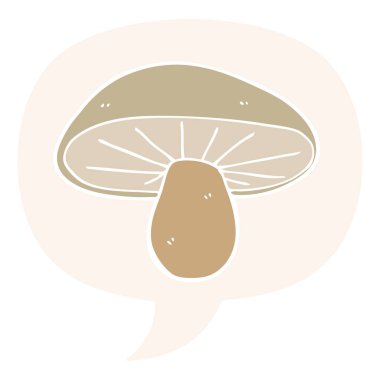 retro tarzında karikatür mantar ve konuşma balonu