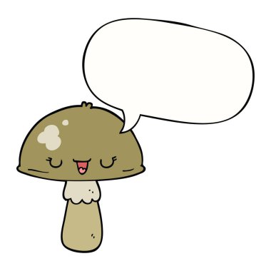 karikatür mantar ve konuşma balonu