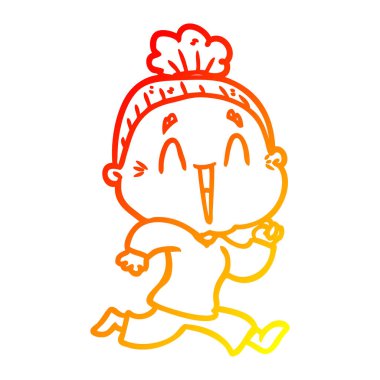 sıcak degrade çizgi çizim karikatür mutlu yaşlı bayan