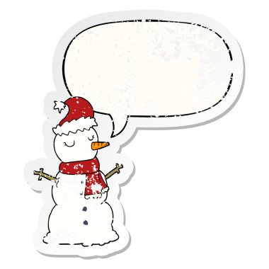 karikatür kardan adam ve konuşma balonu sıkıntılı etiket