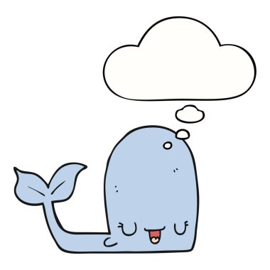 karikatür mutlu balina ve düşünce balonu